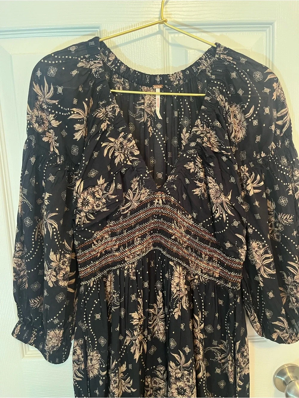 Free People Golden Hour Maxi Dress Black Combo | Boho Floral | Size XS